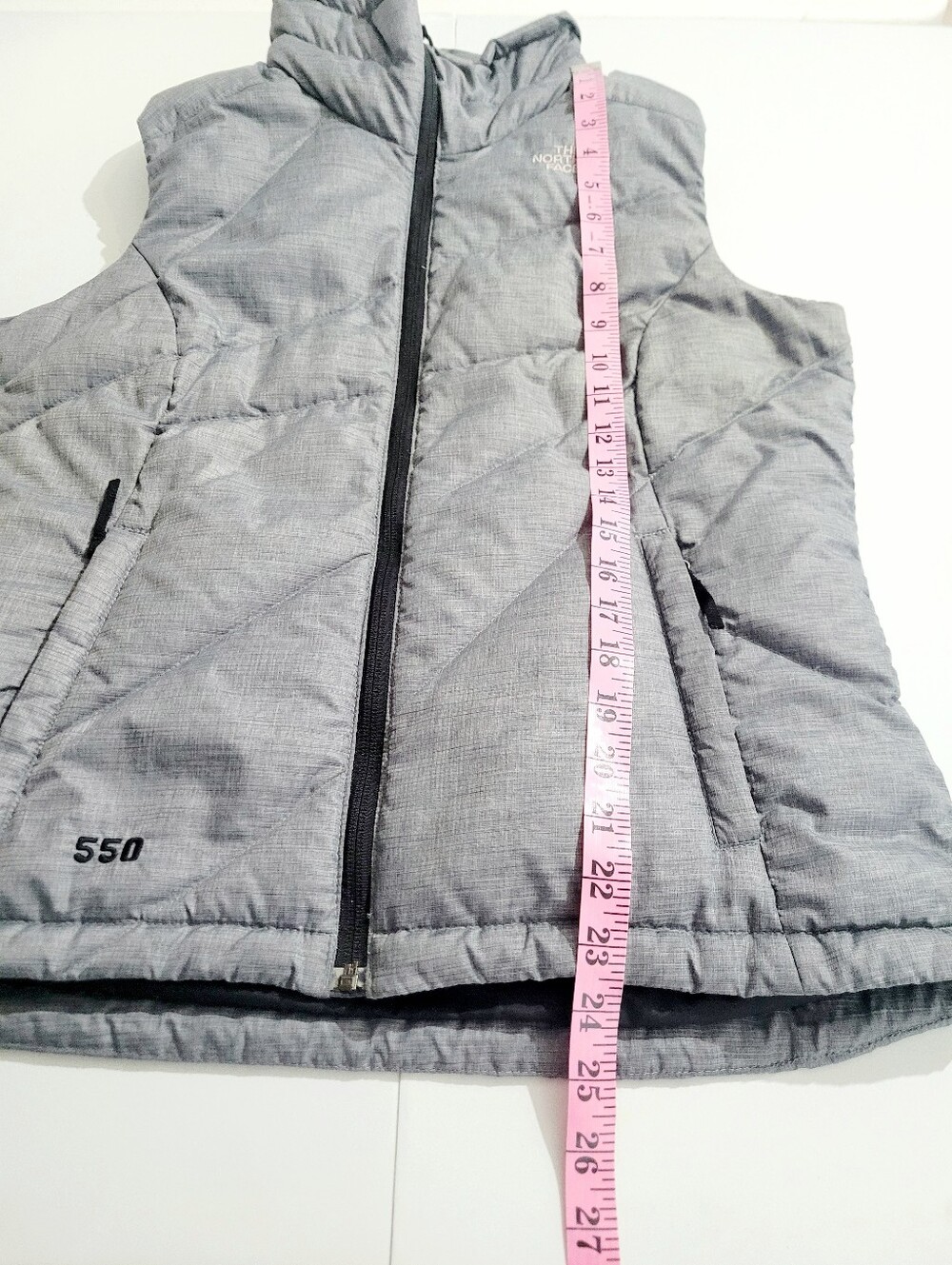 The North Face 550 Down Puffer Vest Women's Medium Gray Full Zip Goose Down - Picture 13 of 14